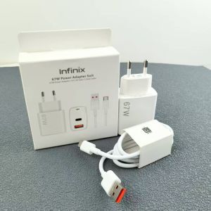 Sạc Nhanh Infinix 67W Với PD/QC 3.0 2 Cổng Sạc Nhanh Phích Cắm EU/US Cáp Type C 6A Tương Thích Với Các Dòng Máy Infinix Hot Note
