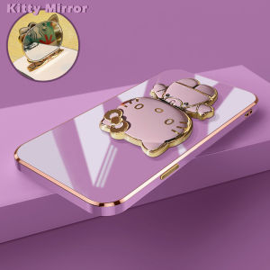 Casing Ponsel untuk OPPO A36 A76 A96 A38 A18 A2x A57 A77 2022 A57s A57e A58 A58x A78 A1X 5G Case lunak pelindung HP kartun Kitty kucing lipat Casing ponsel lensa penuh pelindung Kesing silikon Softcase