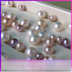Natural Color water Pearl Bare Beads Particle round Flat 6-10mm DIY Handmade Pearl 5A Strong Light Imperfect