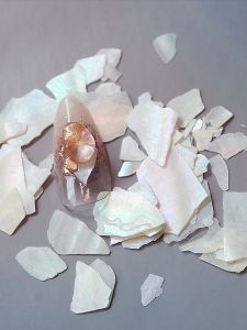 ใหม่ Iceberg เปลือกหอย Fragments ตกแต่งเล็บ Pure สีขาว Icy โปร่งแสง Natural Pearl Glitter อุปกรณ์เสริมเล็บ