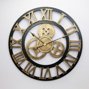 Đồng hồ treo tường gỗ bánh răng Cổ Điển Đồng hồ trang trí gỗ decor phòng khách quán cafe