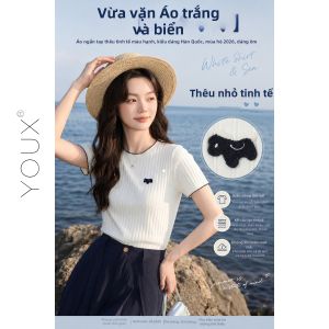YOUXIANG | Áo Thun T-Shirt Cổ Tròn Tay Ngắn Kiểu Hàn Quốc Ôm Body