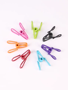 10Pcs Colorful Clothespins Strong Windproof Clothespins Snack Bag Seal Clips Multi-purpose Colorful Photo Clips Portable Metal Clips for Hats Socks Underwear Household Kitchen Storage Hanger Clips