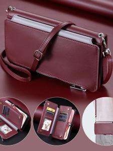 High-End Leather iPhone16Promax Case Crossbody Flip Cover Full Protection Anti-Fall Compatible with Apple 17/15Plus Models