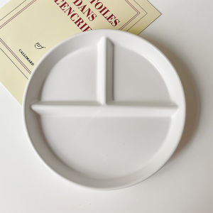 Dieting Ceramic Plate Breakfast Dish Separation Fruit Plate Korean Style Handmade Color Glaze round Shape Universal Use