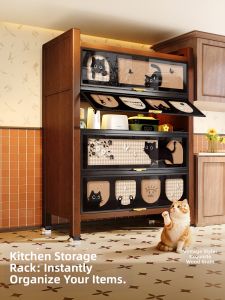 MEISD | Retro Steel Wood Kitchen Storage Cabinet Multi-level