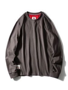 เสื้อยืดคอกลมแขนยาวผ้าคอตตอนฟอกด้วยเทคโนโลยีน้ำหนัก 220 กรัม เสื้อผ้าทำงานลำลองสำหรับผู้ชาย สไตล์ใหม่ฤดูใบไม้ร่วง