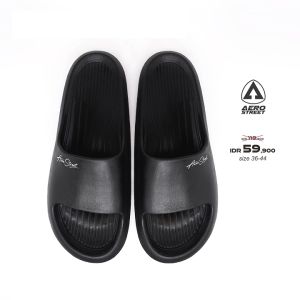 Aerostreet 36-44 Ceilo Hitam - Sandal Selop Slip On Casual Pria Wanita Aero Street AAAAA