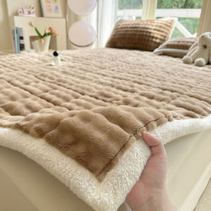 Rabbit Fur Milk Fiber Mattress Mattress Cushion Home Bed Heattech Flange Coral Fleece Student Dormitory Bedding Winter