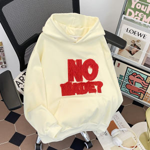 เสื้อฮู้ดขนแกะทรงหลวมสไตล์อเมริกันสำหรับผู้ชาย ฤดูใบไม้ผลิและฤดูใบไม้ร่วง เสื้อแจ็คเก็ตคู่คุณภาพสูงพร้อมตัวอักษร แขนยาว ปกติ