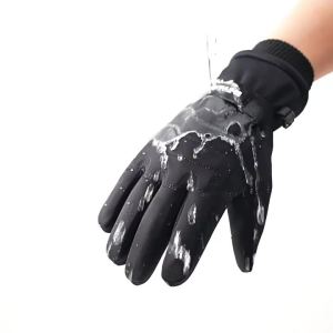 GOBYGO 1Pair Winter Cycling Gloves Water-resistant Fabric Keep Warm Protect Against Wind And Cold Touch Screen Anti-slip Outdoor