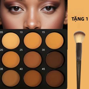 Bảng Phấn Che Khuyết Điểm Chống Thấm Nước 9 Màu Với Cọ Trang Điểm Miễn Phí Tông Màu Từ Trung Bình Đến Đậm Tạo Khối 3D Kiểm Soát Dầu Lâu Trôi Tích Hợp Phấn Tạo Khối Và Phấn Bắt Sáng