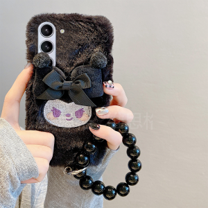 Plush Velvet Bows Clow M Suitable for Samsung Zflip5 Phone Case Zfold4 Furry 3 Lanyard 2 Cartoon W23flip Cute W22 Lanyard W21 Foldable Screen Hard Case Galaxy Female