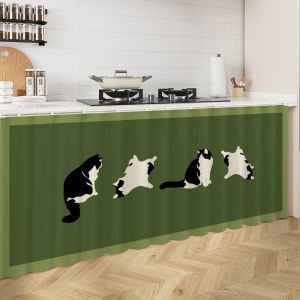 Kitchen Cabinet Dustproof Pull Curtain Fabric Range Hood Smoke Proof Conceal Messy Items Door Drape Whole Piece Style