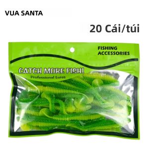 20 Chiếc Mồi Câu Cá Mềm Bộ Đuôi Chữ T Con Sâu Mồi Nhân Tạo Jig Wobblers Cho Bass Pike 5.5Cm & 7.5Cm Đại Dương Sông Hồ Câu Cá