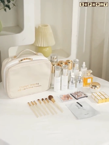 Tas Kosmetik Washbag / Make up pouch/ Cosmetic Bag Organizer / Tas Make Up Wanita/Tas Kosmetik Anti Air/Tas Kosmetik Travel Transparan /Pouch Kosmetik/Pouch aesthetic Bahan PU dengan pegangan