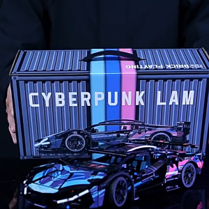 Lambo Cyberpunk Inspired Block Sport Car Toy Bricks Manual Lighting Motor Battery 3 Modes