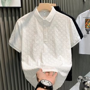 Áo Thun Polo Nam Mùa Hè Thường Ngày Cỡ Lớn 300 Pound Thêu Hoa Tay Ngắn Cổ Polo Rộng Rãi Thoáng Khí Vải Cotton Pha Trộn