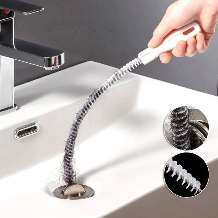 72cm Pipe Dredging Brush Bathroom Hair Sewer Sink Cleaning Brush Drain ...