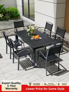 HUANGJUDE | Weather-resistant Outdoor Table and Chairs Aluminum and WPC