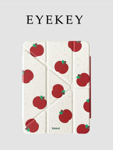 เคสอะคริลิก Apple iPad pro 2025 แบบพับสามครั้ง ดูดซับแม่เหล็ก ขนาด 11 นิ้ว ลายดาวสีแดง ลายแอปเปิ้ล สีขาว ดีไซน์เรียบง่าย