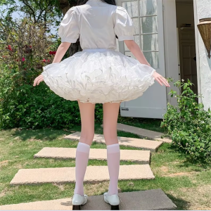Multi-layer Ruffled Petticoats for Women Fluffy Bubble Skirt Crinoline Underskirt No Hoop Boneless Lolita Puffy Skirt Mini Skirt