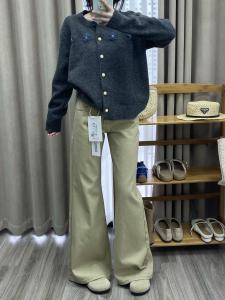 Khaki Low-Waist Bell Bottom Jeans Womens Loose Wide Leg Pants Autumn New Style Slimming Effect Casual Vintage Washed Denim