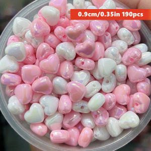 9mm 190pcs Mixed and Pink White AB Color Peach Heart Acrylic Beads for DIY Making Clothing Tailoring Supplies