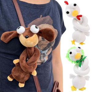 Thiết kế hài hước dài cổ móc treo động vật màu trắng 43cm Charm Gắn Túi Thú nhồi bông sáng tạo phong cách dễ thương Quà Tặng Mặt treo hoạt hình