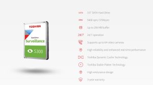 Ổ cứng chuyên dùng cho Camera HDD Toshiba S300 2TB/4TB/6TB/8TB/10TB PRO 3.5 inch SATA 3 Bảo Hành 1 Đổi 1 - Chính Hãng