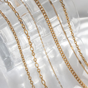 Tarnish Free Thin Delicate Link Flower Coin Cuban Chain Layer Necklace Gold Plated Silver Color Stainless Steel Chain Necklace
