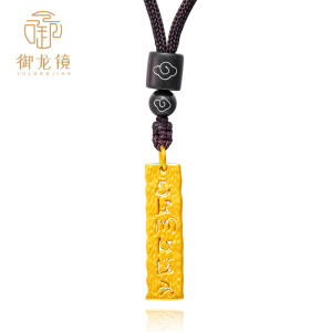 999 Pure Gold Six Words Mantra Gold Pendant Mens Necklace Rope Womens Chain Gold Accessories Small Hanging Gold Medal for Birthday Gift