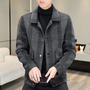 HENGYUANXIANG | Double-Sided Woolen Coat Mens Autumn Winter 2025 New Fashion High-End Plaid Cashmere Short Coat Business Casual Style