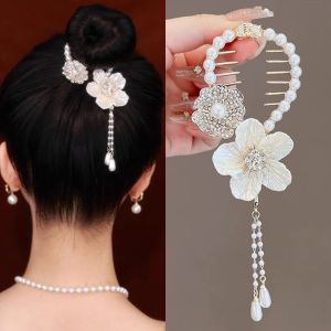 ♡Lovely girls house♡ คลิปหนีบผมหางม้าประดับมูกพู่ห้อยพลอยเทียมปิ่นปักผมเกาหลี รุ่นช่องเสียงแบ่งผมสำหรับเด็กผู้หญิง