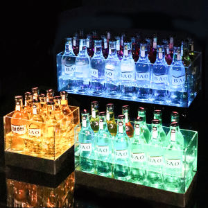 ไฟ LED สแควร์แว่นตาค็อกเทลอะคริลิคถังแชมเปญหนาบาร์ KTV ถังไวน์พลาสติกวัสดุโดยอิสระ Shot จีนแผ่นดินใหญ่