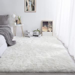 Nicole [In Stock] White Fluffy Plush Carpet Super Soft Thickened Silk Carpet Anti Silp Living Room Bedroom Floor Mat Rugs Tatami Home Decoration Carpet