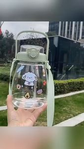 Bình nước 1300ml kèm dây đeo và ống hút Tặng kèm sticker 2D + 3D