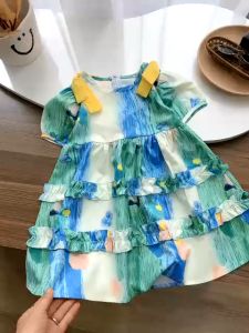 Váy lụa xanh Noel cho bé gái / váy hoa bé gái từ 1 tuổi đến 6 tuổi