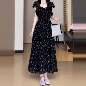CAOZIMUYI | French Style Floral Tea Party Dress Waist Cinched