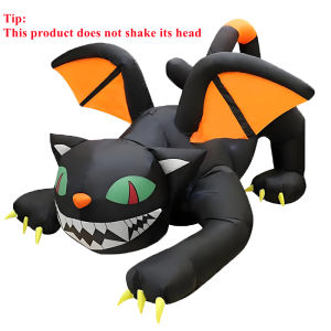 Halloween Inflatables Black Cat/Shaking Head Cat Model Built-in LEDs Outdoor Garden Lawn Indoor Party Terror Decoration Props