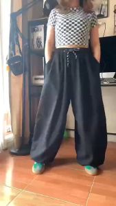 Wearing Loose Baggy Celana Panjang Pria Korean baggy Oversize Vintage Gombrong Skena