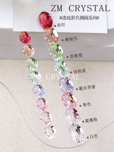 เพชรหัวแหลมทรงไข่กระต่ายหางนกยูง K9 ใหม่ประดับเล็บด้านล่างโปร่งใส เครื่องประดับเล็บสีสันสดใส สะท้อนแสงสูง