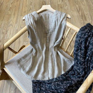 Summer Lightweight V-Neck Linen Blend Vest