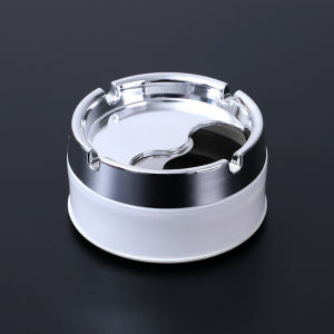 OUHOE | Stainless Steel Ashtray Round Windproof Ashtrays With Rotating Lid For Home Garden Outdoor Indoor Accessory