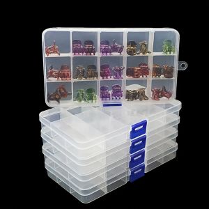 4 PCS Transparent Plastic Bead Storage Boxes 10 Fixed Grids Durable Space Saving Portable Storage for Handmade Items Small Parts