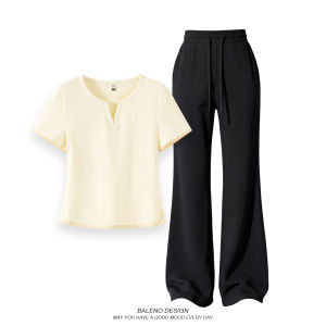 BALENO | Womens Short Sleeve Flare Pants Sport Set Small Figure