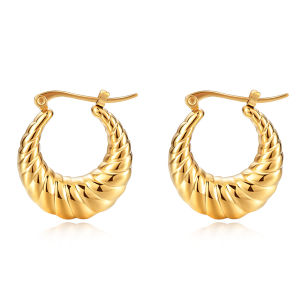 Vqysko ต่างหูสแตนเลสเกรดสูงดีไซน์กลวงทำจากห่วงสีสีทองหนาและเนื้อด้ายต่างหูสำหรับผู้หญิง