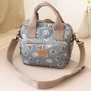 Waterproof Oxford Cloth Womens Bag Satchel Shoulder Messenger Bag Double Zipper Messenger Bag Backpack Handbag Multi-Pocket