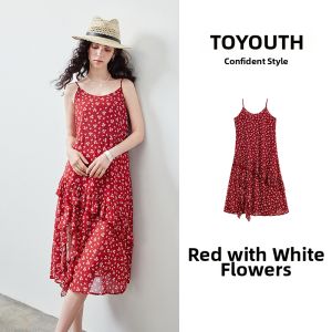 Toyouth | Floral Print Chiffon Spaghetti Strap Retro Summer Dress