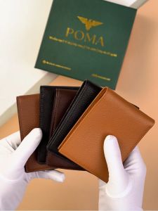 Ví Nam Da Bò Saffiano Dáng Ngang Cánh Lật Cao Cấp P011-SN Bóp Da Nam Màu Nâu Đựng Tiền Và Thẻ  Bh 1 Năm